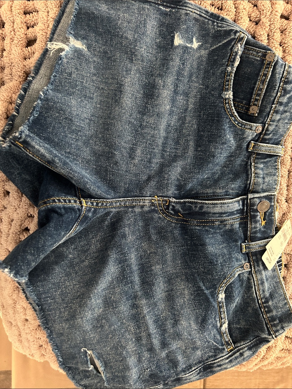 aerie blue denim jeans with contrast stitching